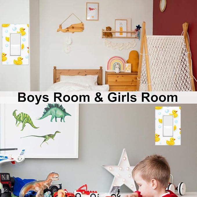 Yellow Rubber Duck 1-Gang Rocker Wall Plate, Cute Duck Bubble Switch Plate for Kids Bathroom, Nursery & Boys Girls Room