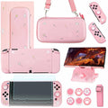 GUTIAL Accessories Bundle for Nintendo Switch OLED - Pink Girly Accessories Kit for Nintendo Switch Oled Model 2021 with Carry Case Screen Protector Cover Case Stand Cute Thumb Grips for Girls - Pink
