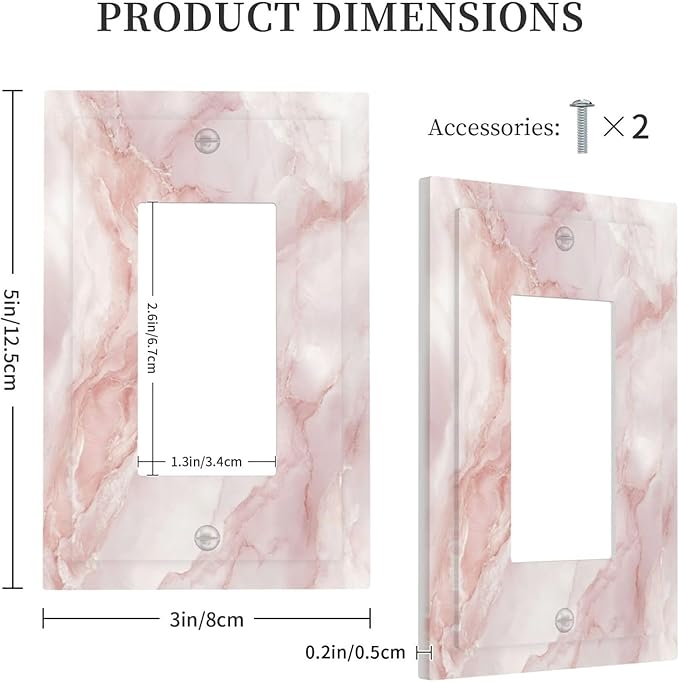 Outlet Covers Pinkish-White Marble Abstract Luxury Elegant 1 Gang Single Rocker Light Switch Cover Plate Decorative GFCI Wallplates Socket Cover Electrical Switch Plate Covers for Bathroom Home