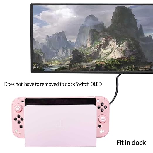 GUTIAL Accessories Bundle for Nintendo Switch OLED - Pink Girly Accessories Kit for Nintendo Switch Oled Model 2021 with Carry Case Screen Protector Cover Case Stand Cute Thumb Grips for Girls - Pink