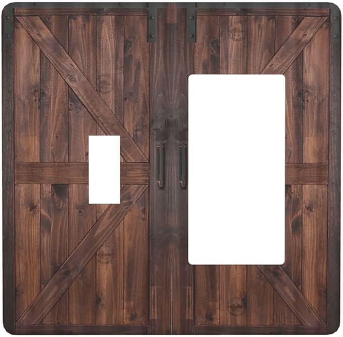 Rustic Barn Doors Vintage Brown Wood Plank Print Outlet Covers 1 Toggle 1 Rocker Combination Decorative Wall Plate Electrical Switch Plates Light Switch Cover Plate for Farmhouse Home Decor