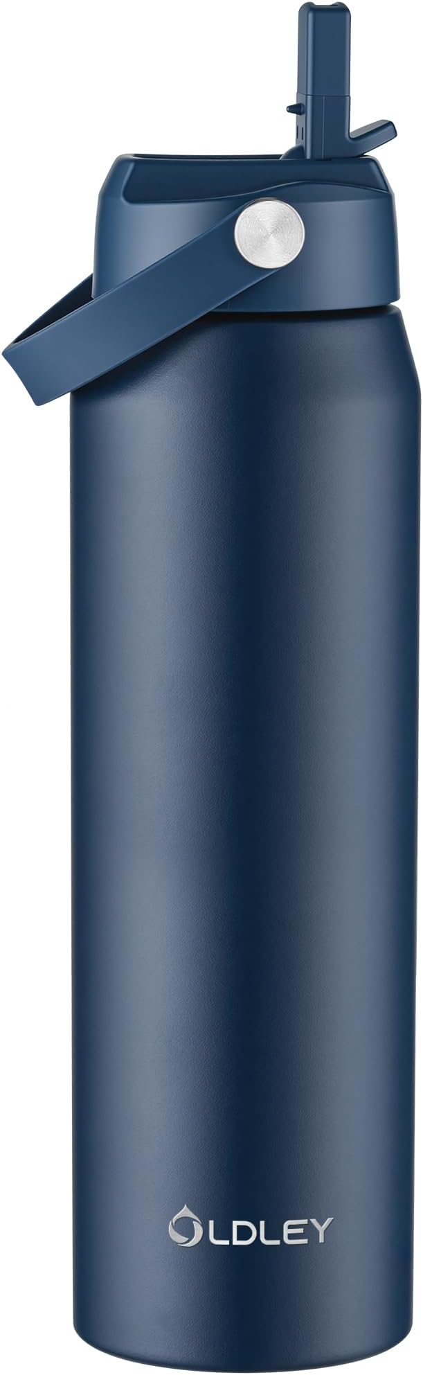 Oldley 32oz Insulated Water Bottle with Straw, Stainless Steel Water Bottle for Sports, Travel, School, BPA-Free Sports Bottles for Adult Kids, Leak-Proof, Navy Blue