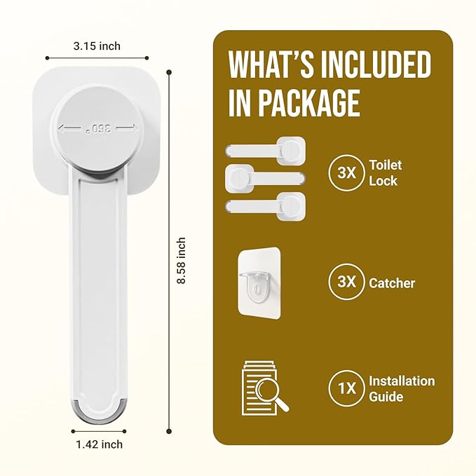 Toilet Lock – 1 Pack | Stops Kids from Opening Toilet | Strong 3M Sticker | No Tools Needed (White)