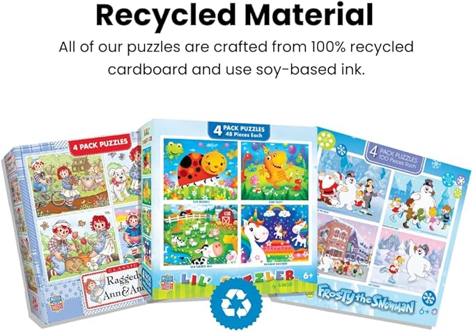 MasterPieces Jigsaw Puzzle Set for Kids, 4-Pack of 100 Piece Puzzles, Educational Animal Theme, Fun Game, Gift Idea, 8" x 10"