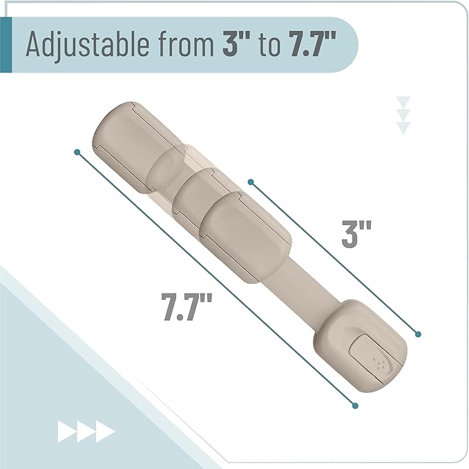 Bates- Child Safety Strap Locks, 6 Pack, Soft Beige, Baby Cabinet Locks with Adjustable Strap Length