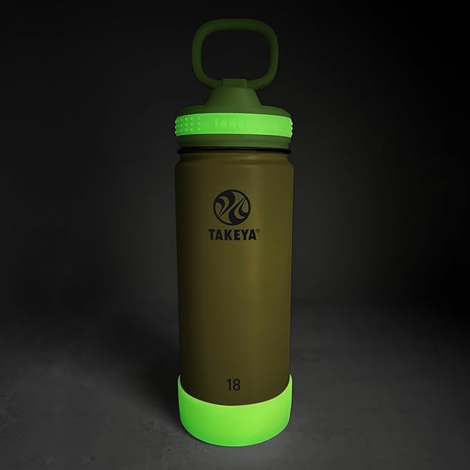 Takeya Actives Kids Water Bottle 18 oz Stainless Steel Double Wall Insulation BPA-Free Leakproof Straw Lid Easy Carry Handle Reusable Ideal for Boys and Girls, School, Sports - Lightning Green