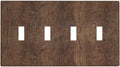 Light Switch Covers Rustic Vintage Wood Grain Brown Quad Toggle 4 Gang Wall Plate Electrical Faceplate Decorative Switch Plates for Farmhouse Cabin Decor