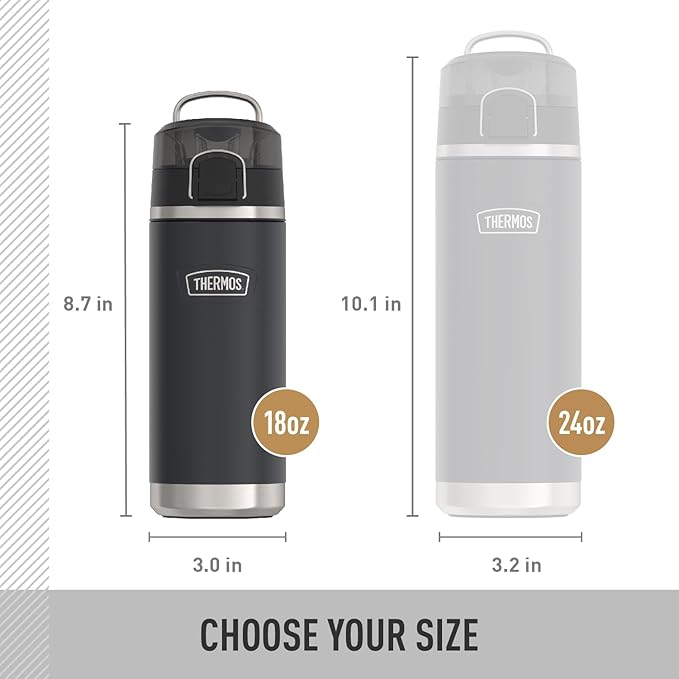 THERMOS ICON SERIES Water Bottle with Spout - 18 Ounce, Navy - Stainless Steel Vacuum Insulated Water Bottle with Lid