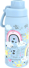 GOPPUS 19oz Kids Water Bottle with Spout Lid, Toddler Water Bottle, Stainless Steel Insulated Water Bottle, Leakproof, BPA Free, Suitable for Boys and Girls for School（Rainbow）