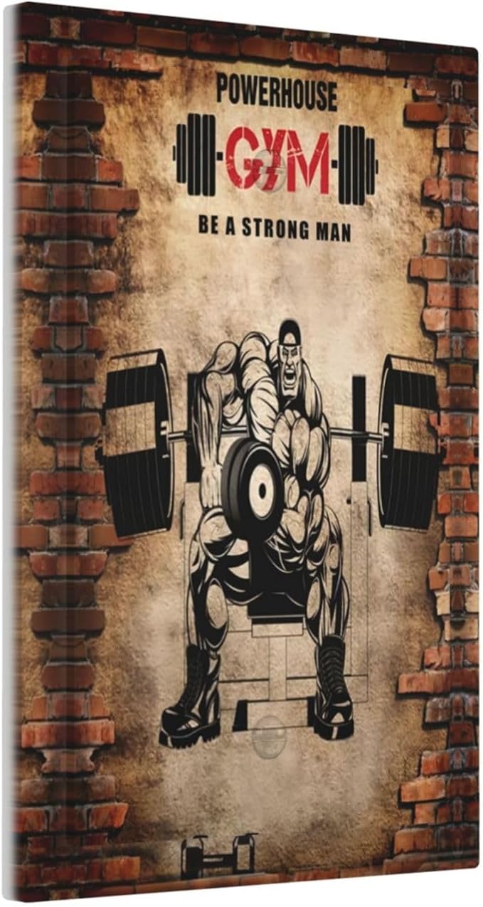 Vintage Gym Retro Brick Dumbbell Muscular Man Single Blank Wall Plates Decorative No Device Faceplate Light Switch Cover Art Panel Dimmer for Bedroom Gyms Bathroom Decor