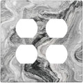 Beautiful Grey Marble Texture Simple Abstract Print Outlet Covers 2 Gang Double Duplex Decorative Light Switch Covers Electrical Wallplates Socket Faceplate for Bathroom Kitchen Decor