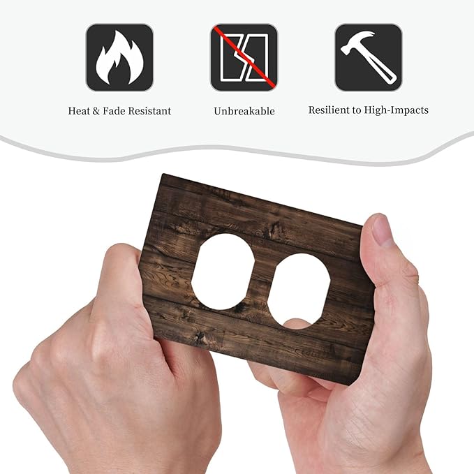 Rustic Brown Wood Plank Vintage Wooden Texture Print Outlet Covers 1 Gang Duplex Light Switch Cover Decorative Switch Plates Electrical Receptacle Faceplate Wall Plate for Farmhouse Home Decor
