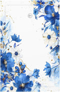 Klein Blue Flowers Watercolor Golden White Floral Light Switch Cover Plate 1 Gang No Device Blank Electrical Wall Plates Faceplate Decorative Switch Plate Covers for Bedroom Living Room Decor