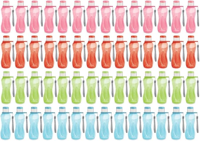 MILTON Water Bottle Kids Reusable Leakproof 17 Oz 4-Pack Plastic Wide Mouth Large Big Drink Bottle BPA & Leak Free with Handle Strap Carrier for Cycling Camping Hiking Gym Yoga