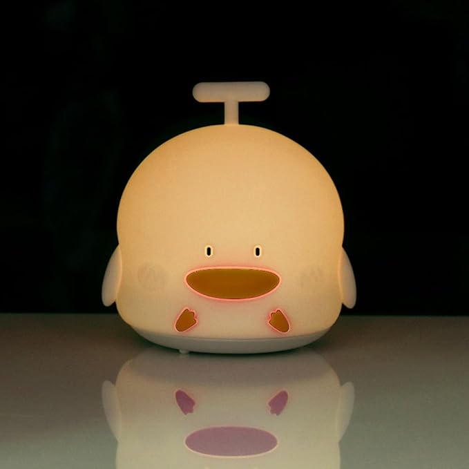 Portable Silicone LED Cartoon Night Light for Kids USB Rechargeable, Warm/White Light, 7-Color Changeable Light, Cute Children Night Lamp for Baby, Bedroom and Nursery (Duck)