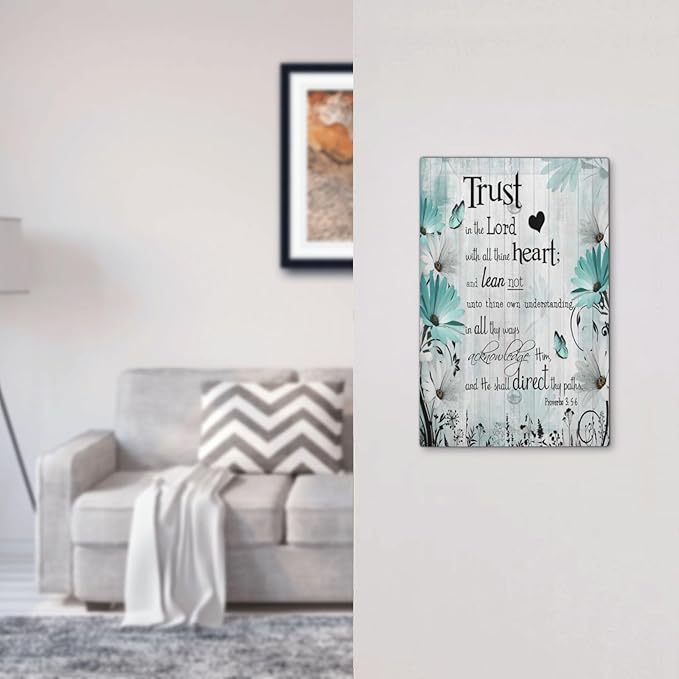Rustic Teal Daisy Bible Verse Wooden Inspirational Quote Light Switch Cover Plate 1 Gang No Device Blank Electrical Wall Plates Faceplate Decorative Switch Plate Covers for Bedroom Living Room Decor