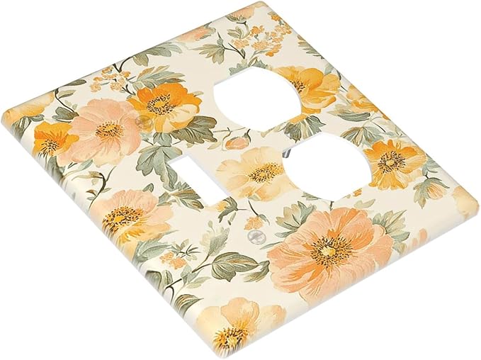 Outlet Covers Vintage Floral Pastel Flower Pattern 1 Toggle 1 Duplex Switch Plate Covers Electrical Light Switch Cover Plate Decorative Wall Plate Socket Cover for Bedroom Cabin Decor