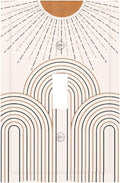 Decorative Light Switch Plate Covers Mid Century Gold Sun Minimalist Arch Line Castle 1 Gang Wall Plate Single Toggle Switch Cover Plate Jumbo Electrical Switchplate Receptacle