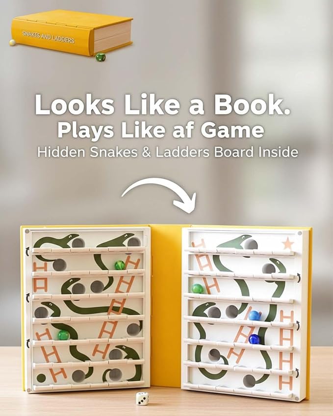 3D Printed Snakes and Ladders Book Toy, Board Games that Look Like Books Design, Classic Strategy Folding Table Game Family Night Travel Toy & Gift for Boys Girls Teens Adults Decoration(2pcs)