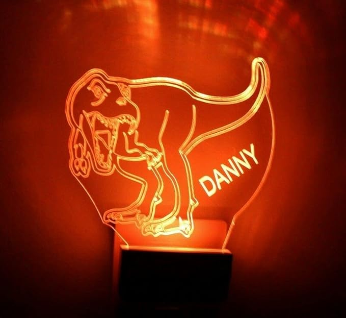 Night Light Multi Color Personalized LED Plug-in, Ultra-Slim Touch Night Light Smart Dusk to Dawn Sensor, Kids Children's Bedroom Kitchen Bathroom Hallway Play Room Variations (Dinosaurs)