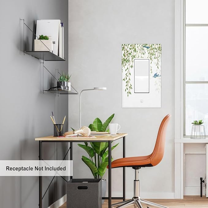 Hanging Eucalyptus Leaves Single Rocker Switch Plate Spring Summer Hummingbird Eucalyptus Decorator Rocker Wall Plate 1 Gang Lightswitch Cover Home Decorative Office