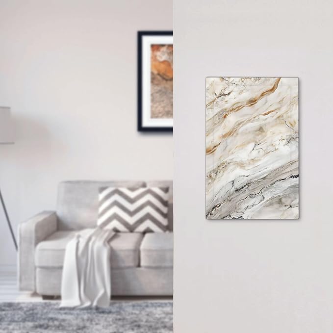 Matte Beige Gold Marble Granite Abstract Print Light Switch Cover Plate 1 Gang No Device Blank Electrical Wall Plates Faceplate Decorative Switch Plate Covers for Bathroom Kitchen Decor