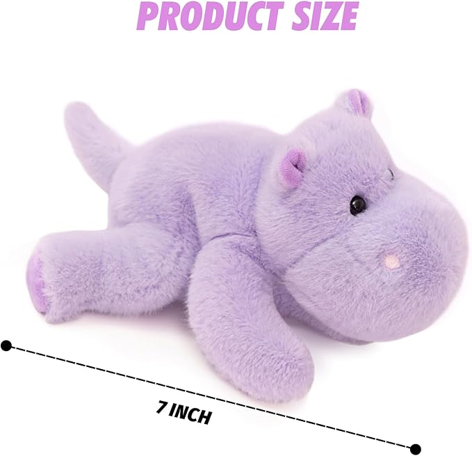 PEACH CAT Hippo Stuffed Animal Cute Hippopotamus Plushies Small Plush Toys Gifts for Kids Purple