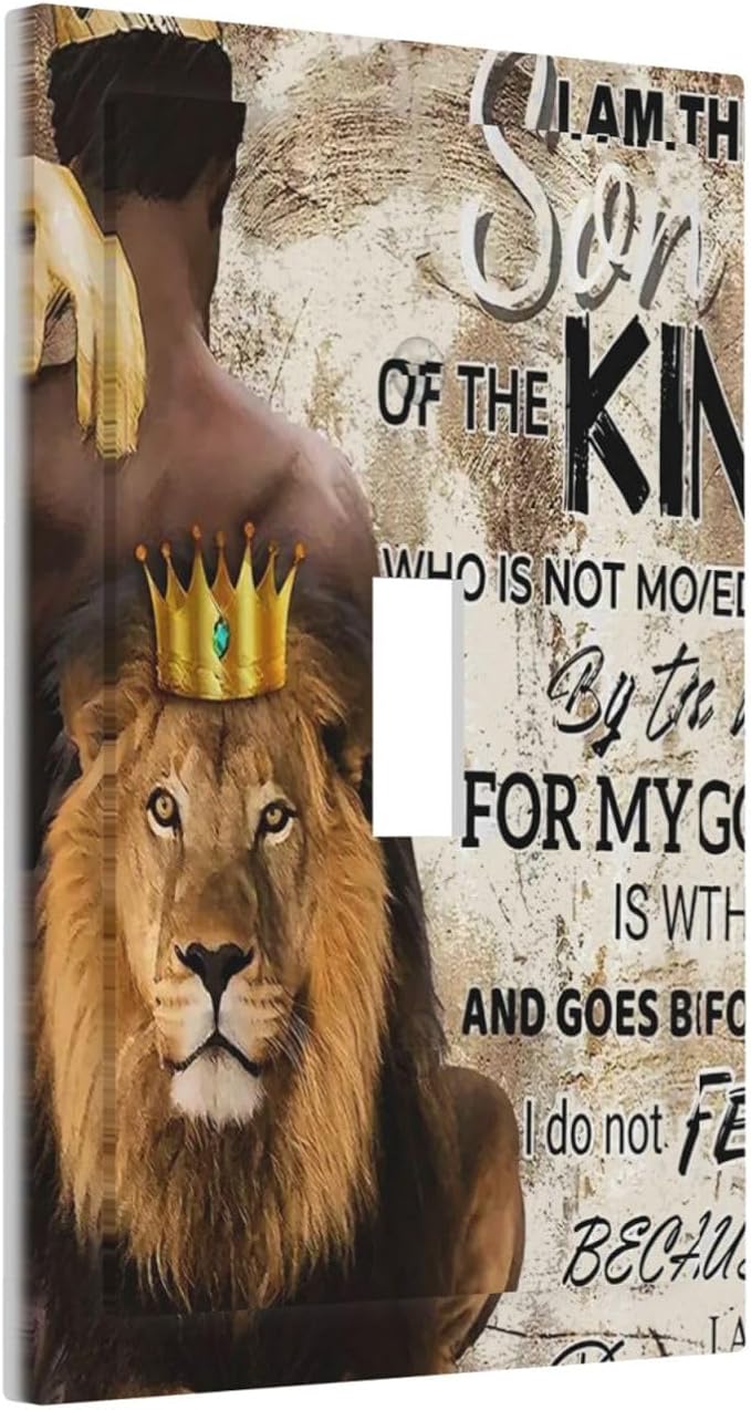Quotes African Man Afro Lion 1 Gang Light Switch Plate Decorative Single Toggle Wall Plate Cover Electrical Switchplate Faceplate for Bedroom Room Decorate Jumbo