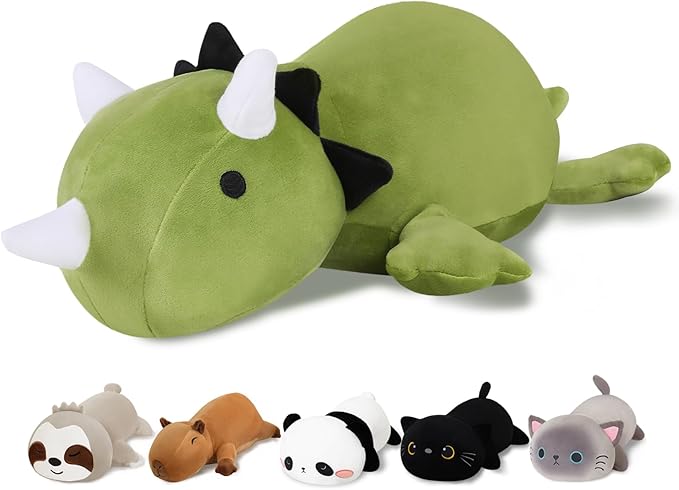 Finebee Weighted Dinosaur Stuffed Animals, Cute Weighted Dino Plush, Soft Stuffed Weighted Plushie Pillow Gifts for Girls Boys(23.6" 3.1Lbs)