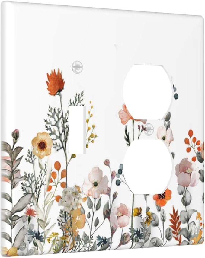 Wallplates Colorful Wildflowers Boho Vintage Floral 1 Toggle 1 Duplex Switch Plate Electrical Gfci Faceplate Decorative Light Switch Covers For Bed Room Living Room Decor