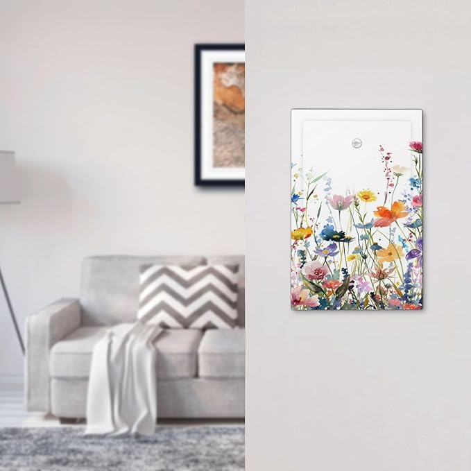 Watercolor Wildflowers Colorful Floral Plant Light Switch Cover Plate 1 Gang No Device Blank Electrical Wall Plates Faceplate Decorative Switch Plate Covers for Bedroom Living Room Decor