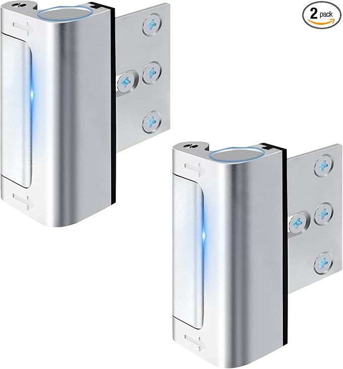 Home Security Door Reinforcement Lock Safety Latch Extra Front Doors Security Devices, Anti Door Kick in Safety Protector for Door Inside, Child Proof Aluminum Locks Silver 2Pack