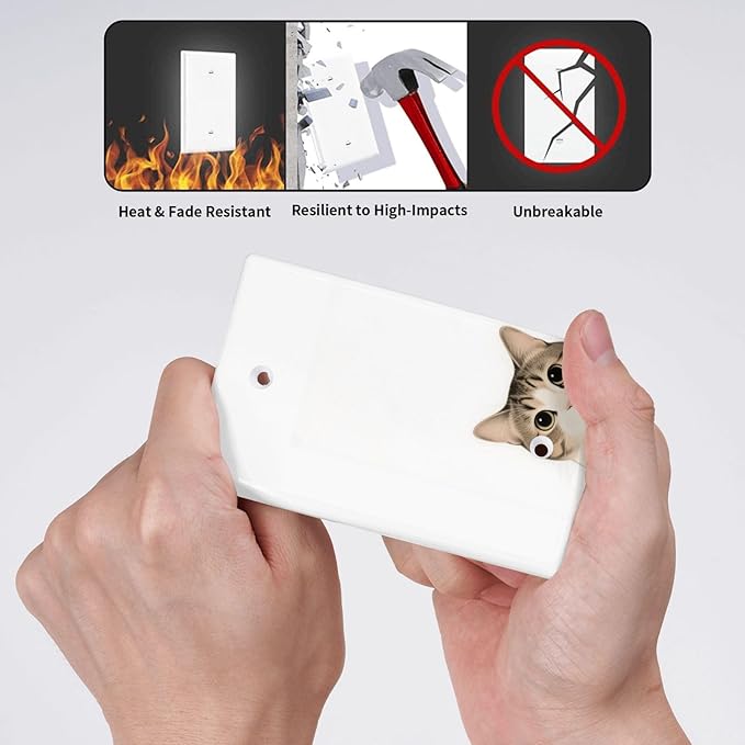Cat No Device Blank Wall Plate Decorative 1 Gang Light Switch Covers Electrical Switchplate Home Decorate Faceplat for Bathroom Bedroom Kitchen Room 4.5 x 2.76 Inch