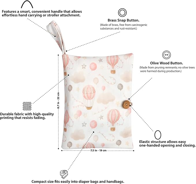 Baby Diaper Bag Organizer, Portable Baby Essentials Storage Pouch for Parents and Caregivers, Organizer Insert for Stroller and Handbag, Machine Washable (Balloon)