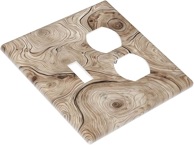 Tree Annual Rings Burl Texture Brown Wood Grain Print Wallplates 1 Toggle 1 Duplex Switch Plate Electrical GFCI Faceplate Decorative Light Switch Covers for Farmhouse Bedroom Decor