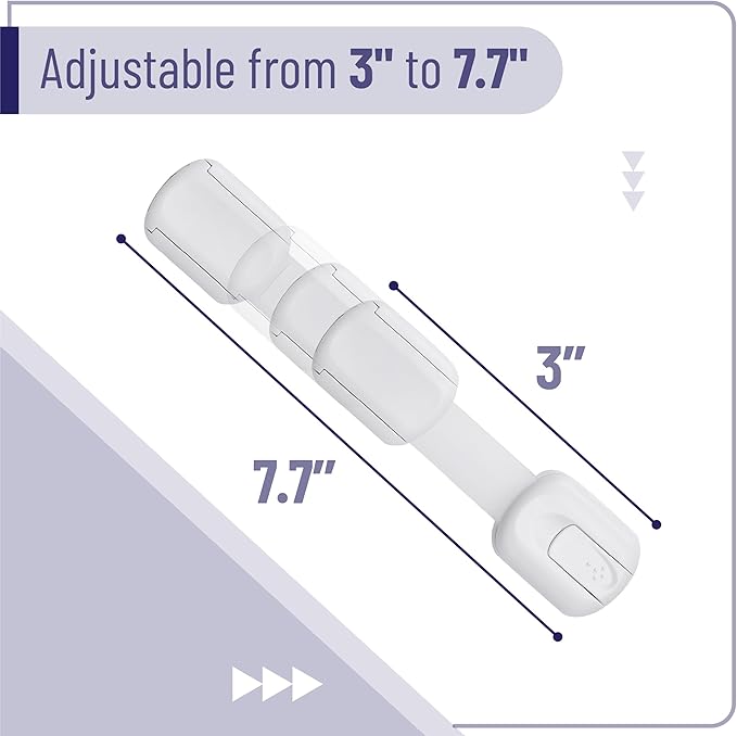 Bates- Child Safety Strap Locks, 16 Pack, White, Baby Cabinet Locks with Adjustable Strap Length