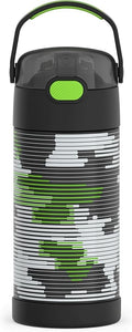 THERMOS FUNTAINER Water Bottle with Straw - 12 Ounce - Kids Stainless Steel Vacuum Insulated Water Bottle with Lid, Inline Camo