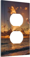 Yellow Orange Sunrise Beach 1 Gang Outlet Plate Duplex Decorative Outlet Covers Electrical Receptacle Lightswitch Hawaiian Scenery Island Ocean Faceplate 5" X 3"