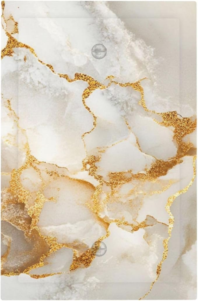 Gold Marble Crack Simple Abstract Print Light Switch Cover Plate 1 Gang No Device Blank Electrical Wall Plates Faceplate Decorative Switch Plate for Bathroom Kitchen Home Decor