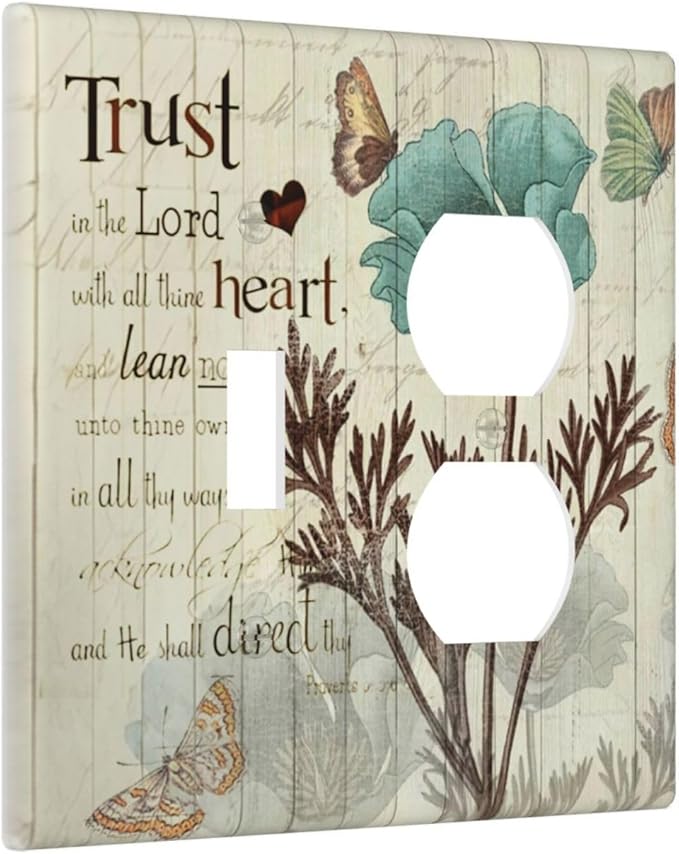 Rustic Elegant Teal Tulip Bible Inspirational Quote Wallplates 1 Toggle 1 Duplex Switch Plate Electrical GFCI Faceplate Decorative Light Switch Covers for Farmhouse Bedroom Decor