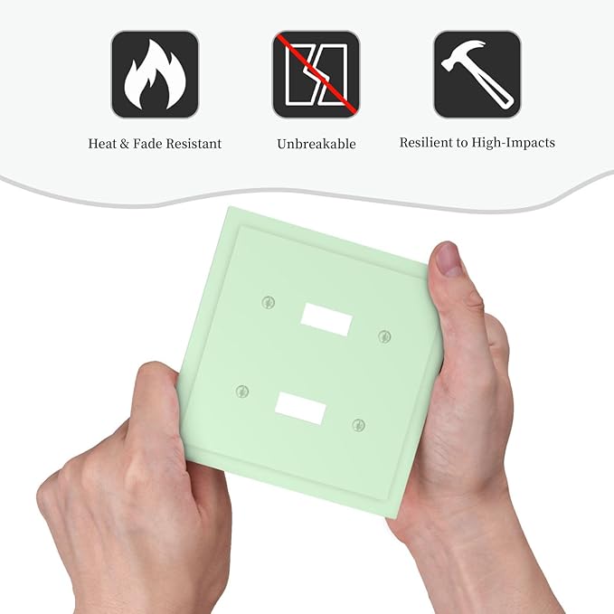 Green Decorative 2 Gang Toggle Outlet Light Switch Cover Double Device Wall Plate Electrical Faceplate Dual Device Switchplate