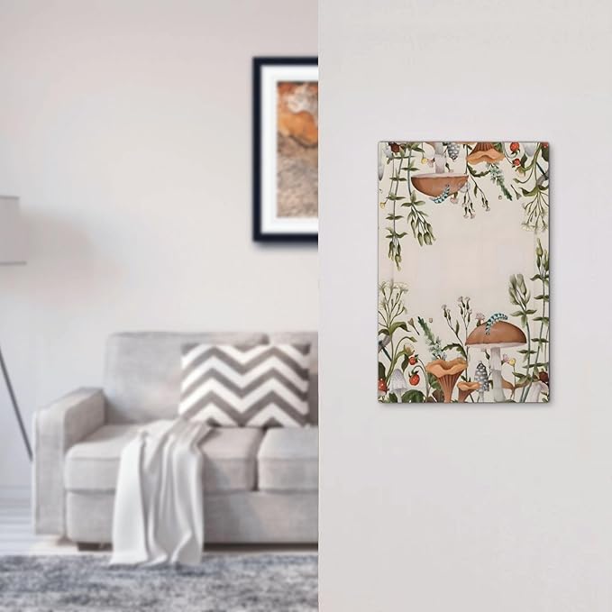 Boho Mushroom Forest Plants Wildflowers Insects Light Switch Cover Plate 1 Gang No Device Blank Electrical Wall Plates Faceplate Decorative Switch Plate for Kids Room Home Decor