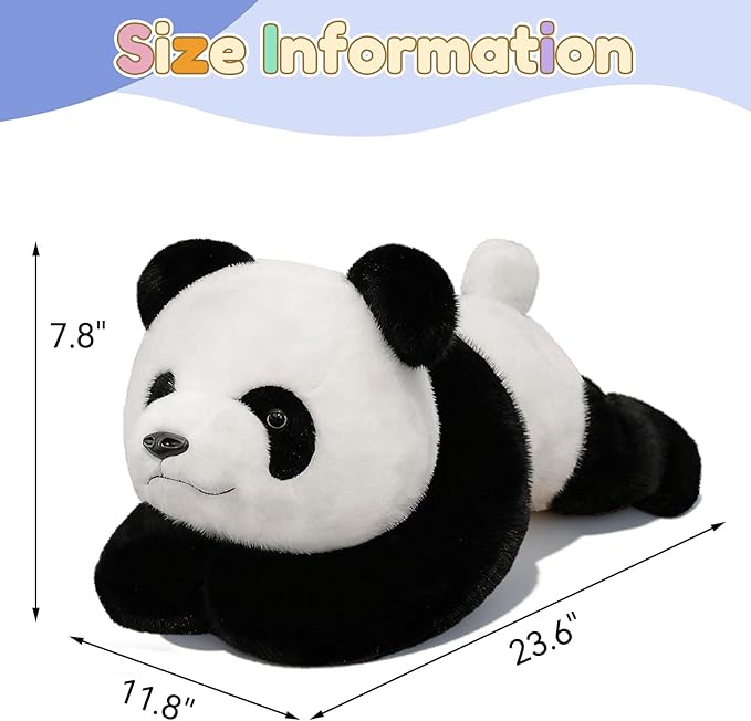 QUIRAI Weighted Stuffed Animals Panda Plush, 24" | 3.3 lb Panda Stuffed Animal, Pillowfort Weighted Plush Animals & Cute Plushies Gifts for Kids Adults