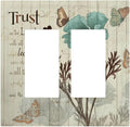 Rustic Elegant Teal Tulip Bible Inspirational Quote Decorative Outlet Covers 2 Gang Double GFCI Rocker Electrical Wall Panels Light Switch Cover Plate for Farmhouse Bedroom Decor