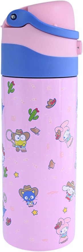 Hello Kitty & Friends All-Over Character Print Pink 24 Oz Stainless Steel Water Bottle