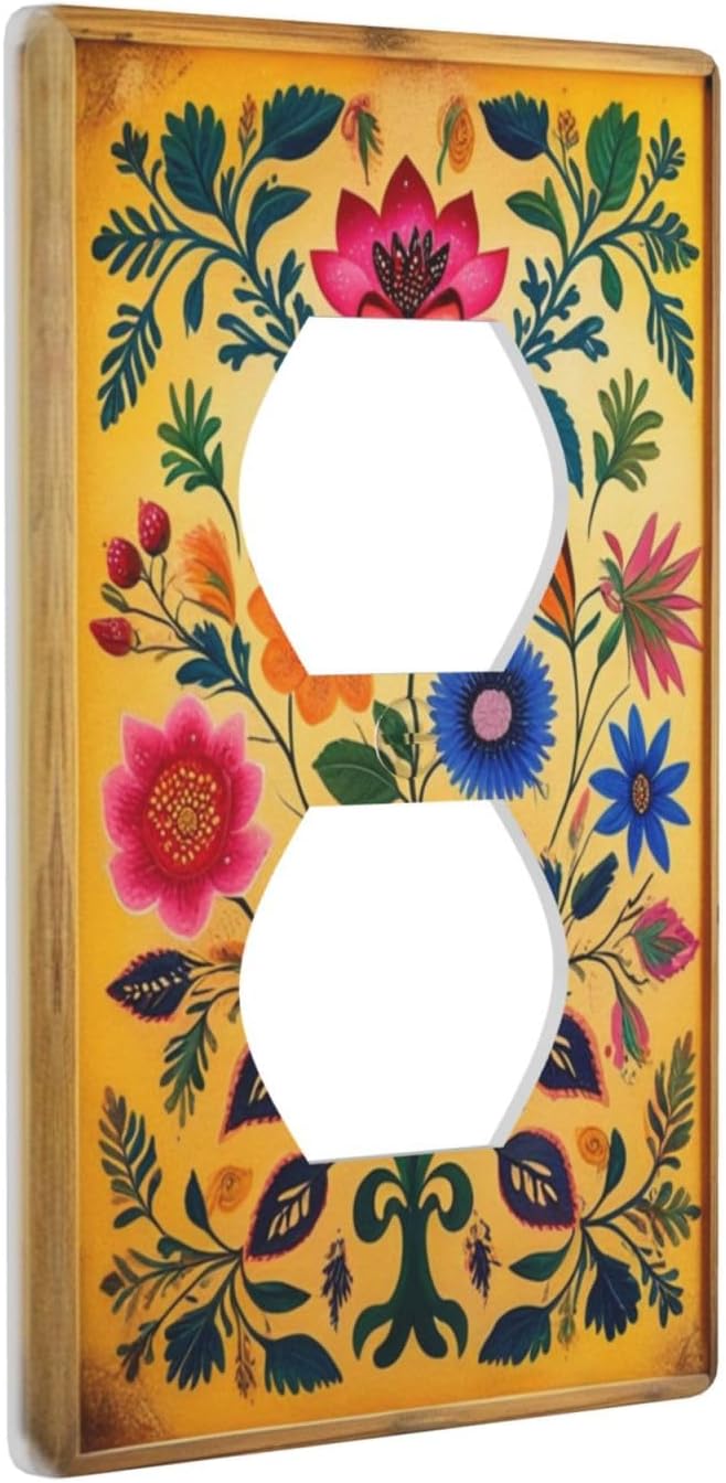 Decorative Art Light Switch Covers ColorFul Blooms 1 Gang Single Duplex Outlet Wall Plate Switchplate Electrical Faceplate for Home Decor
