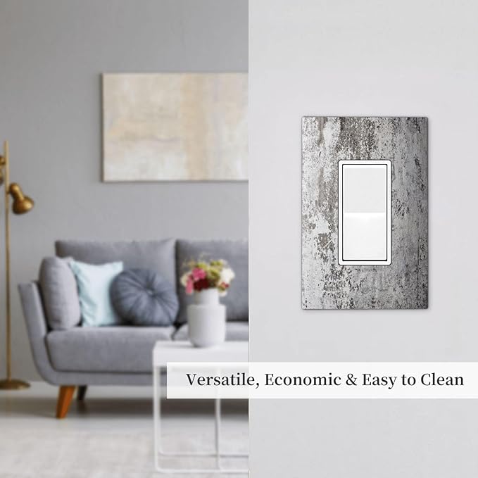 Outlet Covers Gray White Speckled Weathered Concrete Wall 1 Gang Single Rocker Light Switch Cover Plate Decorative GFCI Wallplates Socket Cover Electrical Switch Plate Covers for Bedroom Home
