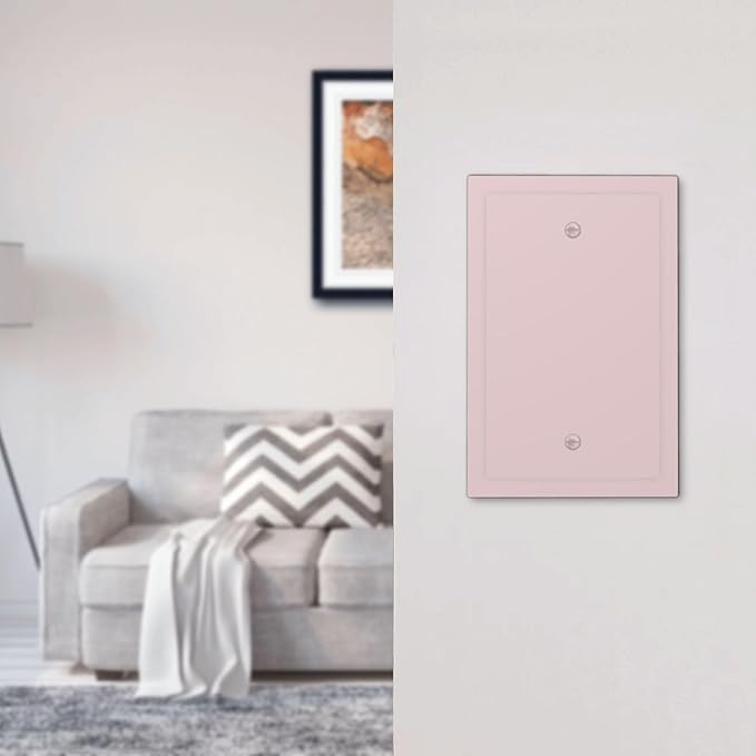 Light Pink Decorative 1 Gang No Device Blank Wall Plate, Cute Trendy Elegant Pink Blank Light Switch Cover Switchplate Electric Unused Outlet Faceplate Covers
