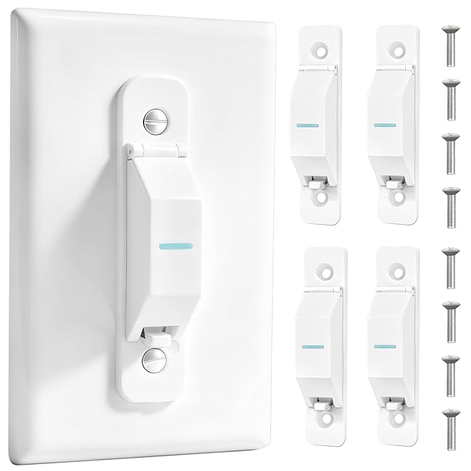 4 Pack Light Switch Cover Guard,Light Switch Lock With Glow In The Dark Effect, Child Proof Wall Switch Cover Keeps Lights or Switches from Being Accidentally Turned ON or OFF （White)