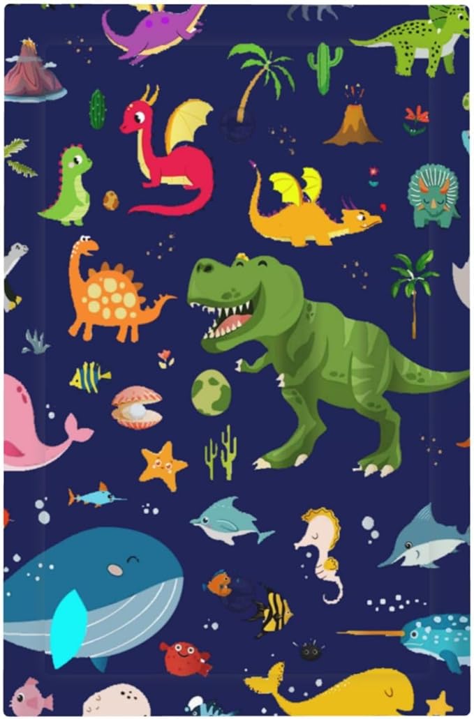 Cartoon Funny Cool Dinosaur Decorative 1 Gang No Device Blank Wall Plate Oversize Ocean Dolphin Animal Boys Kid Electric Unused Receptacle Decorator/Gfci Light Outlets/Switches Face Plate Cover